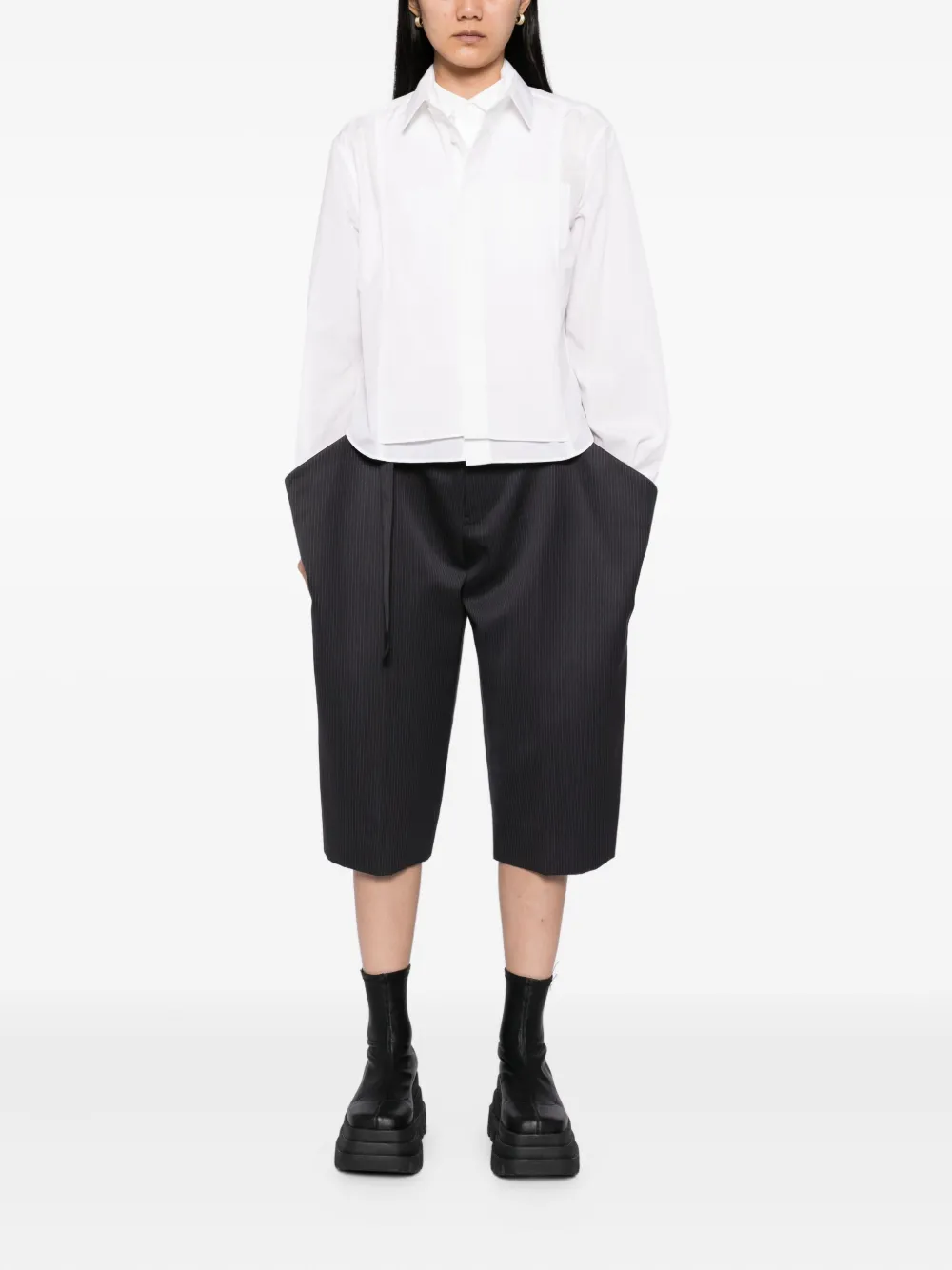 Sacai cropped shirt - Wit