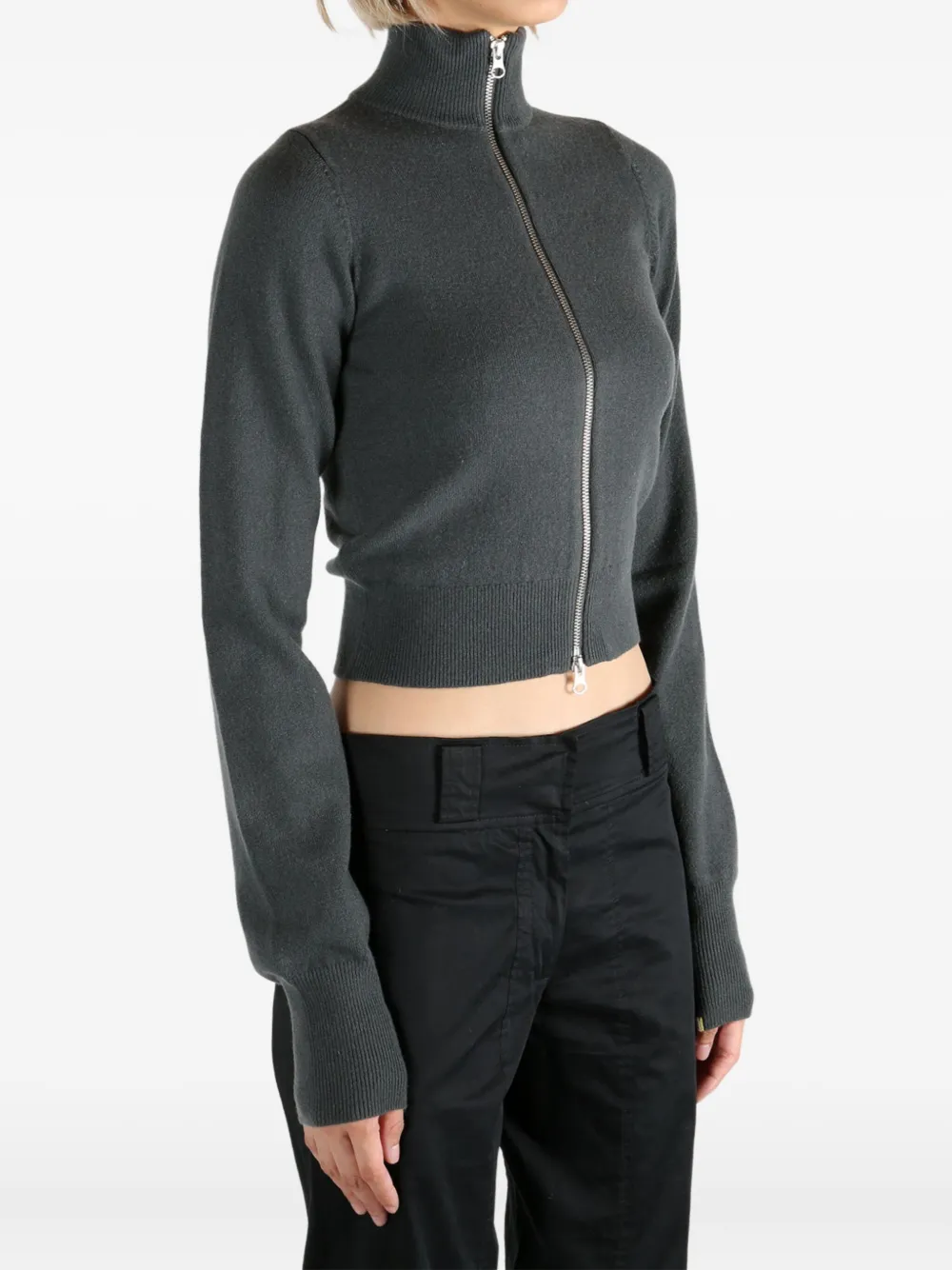 extreme cashmere n°302 zip-neck cropped cardigan LAKE