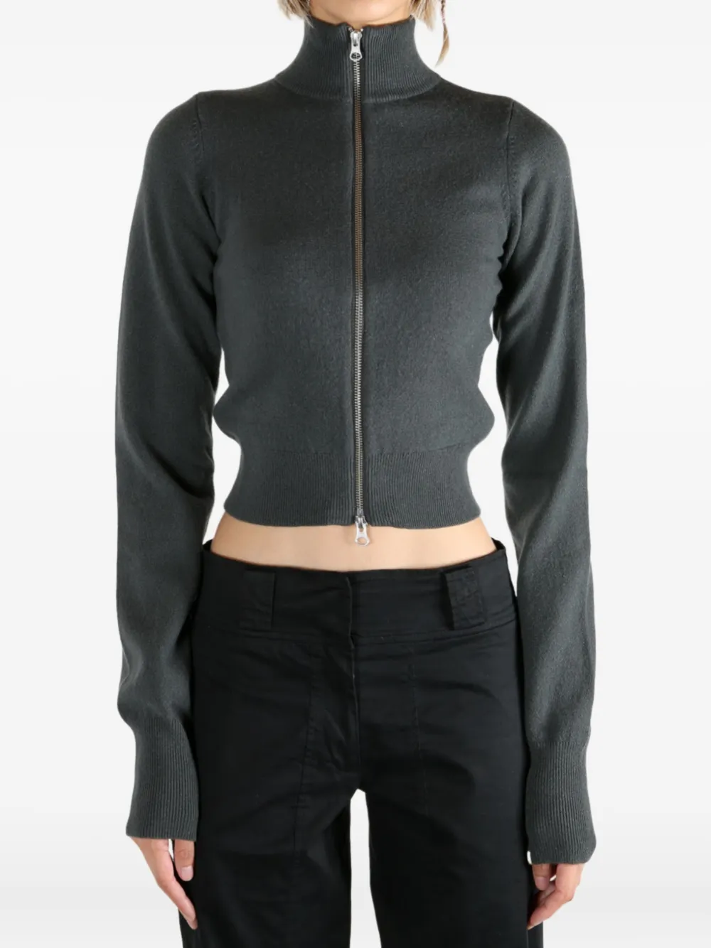 extreme cashmere n°302 zip-neck cropped cardigan LAKE