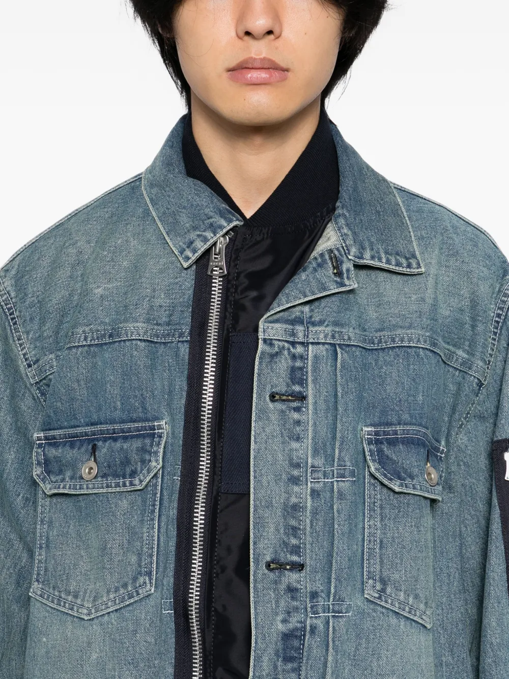 sacai twill denim jacket Blauw
