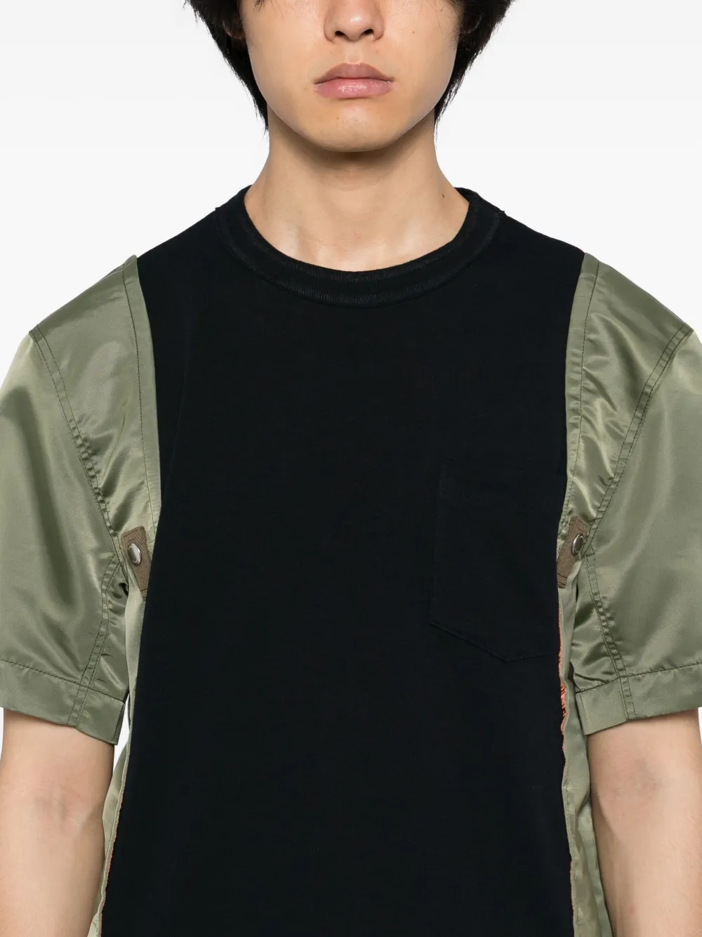 sacai cotton-blended T-shirt Blauw