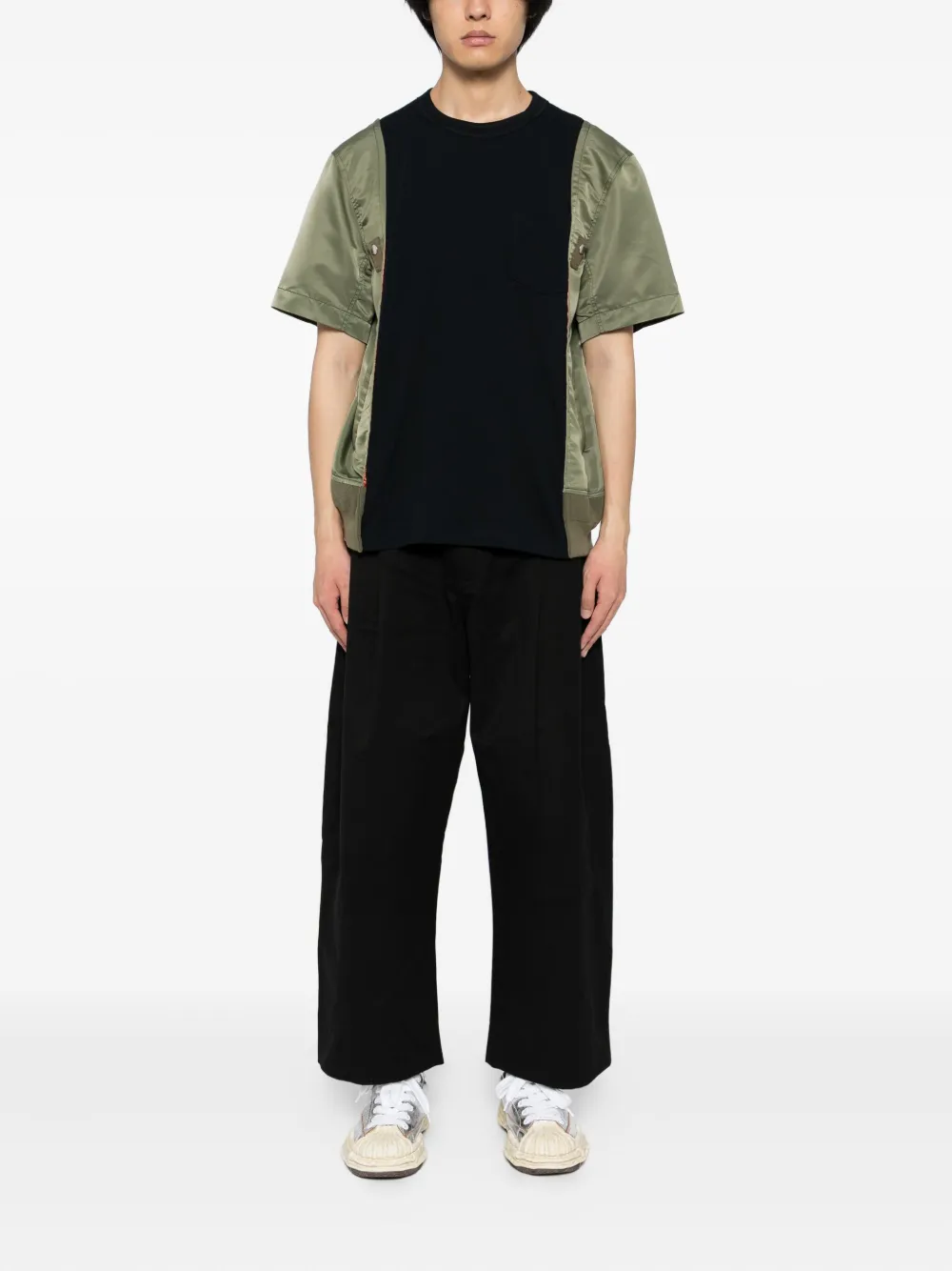 sacai cotton-blended T-shirt Blauw