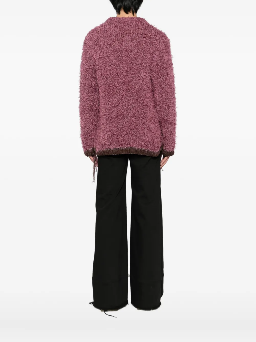 Sacai Round Neck Long-sleeved Sweater In Purple