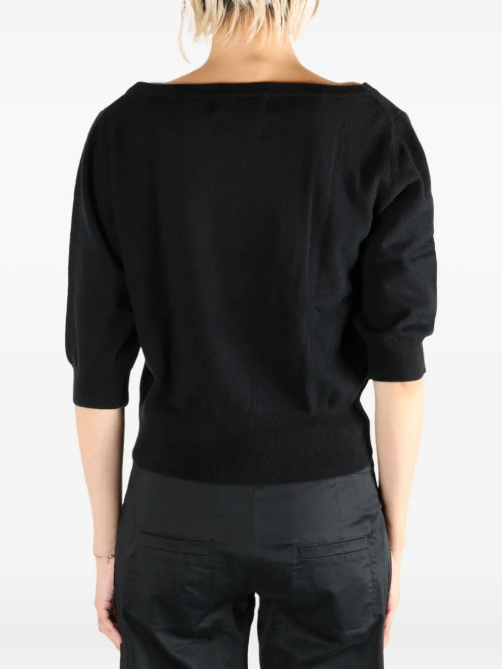 extreme cashmere n°422 boat-neck cashmere sweater Zwart
