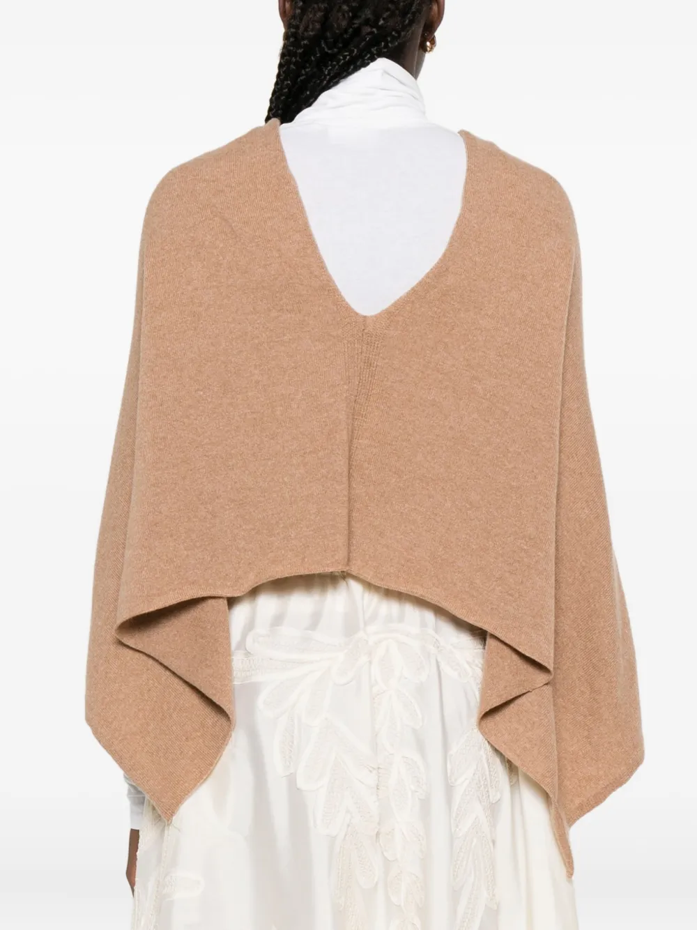 Eric Bompard Kasjmier poncho met lage hals Bruin