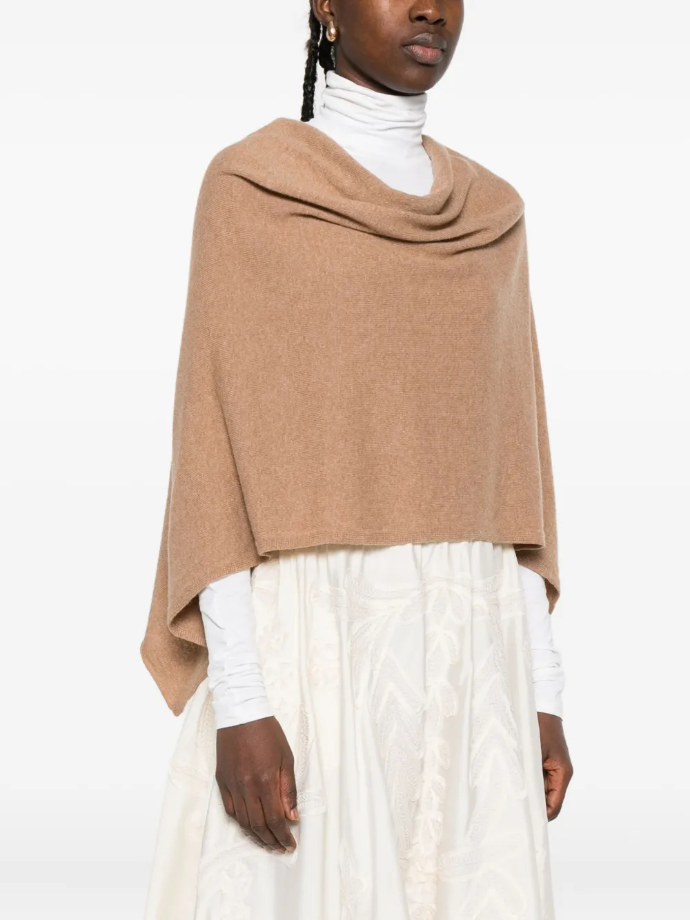 Eric Bompard Kasjmier poncho met lage hals Bruin