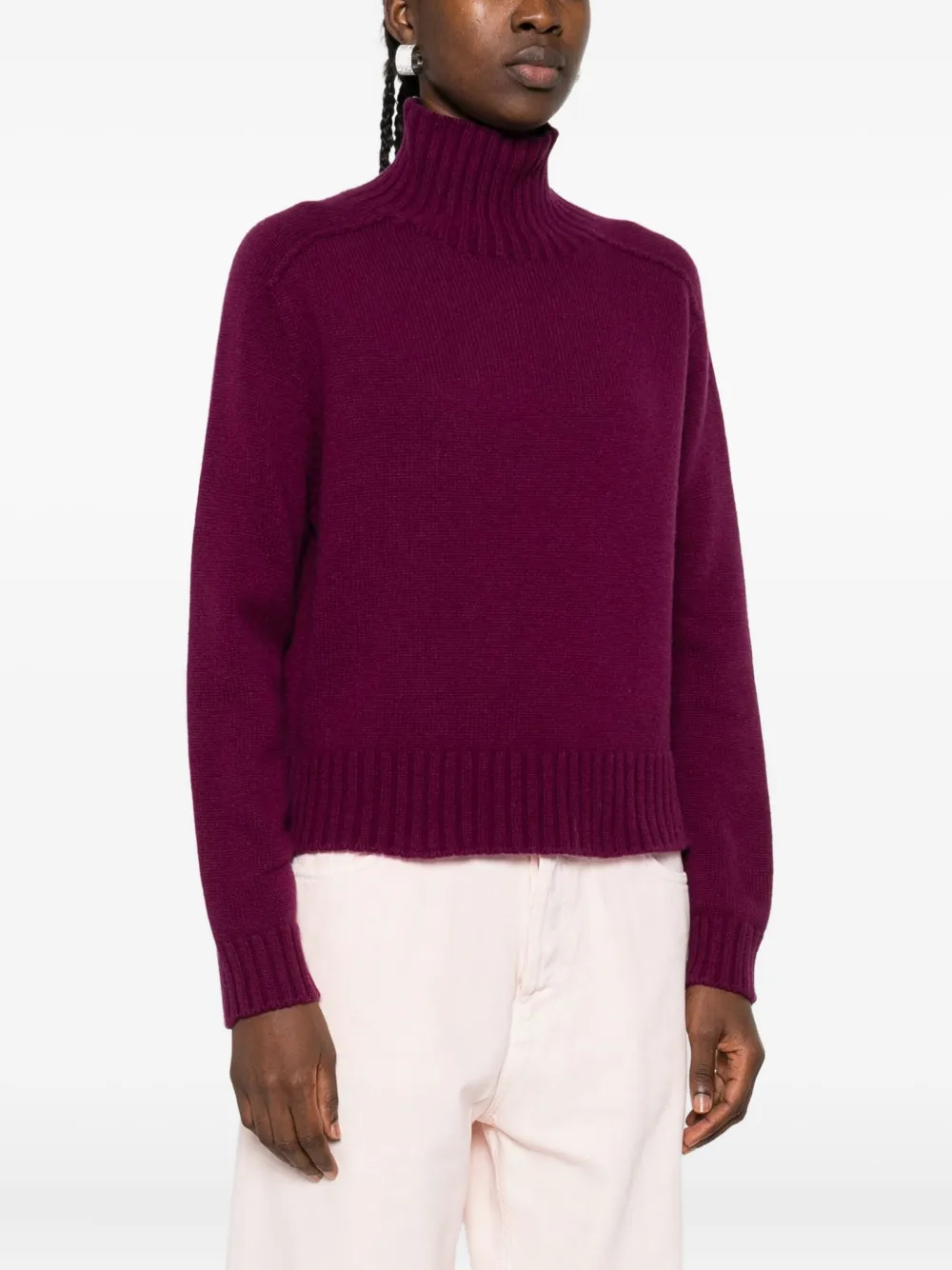 Eric Bompard High-neck Cashmere Sweater In Purple