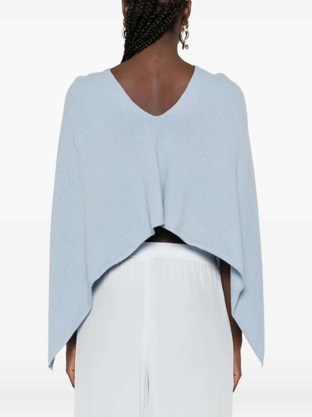 Eric Bompard cowl-neck cashmere short poncho Blauw