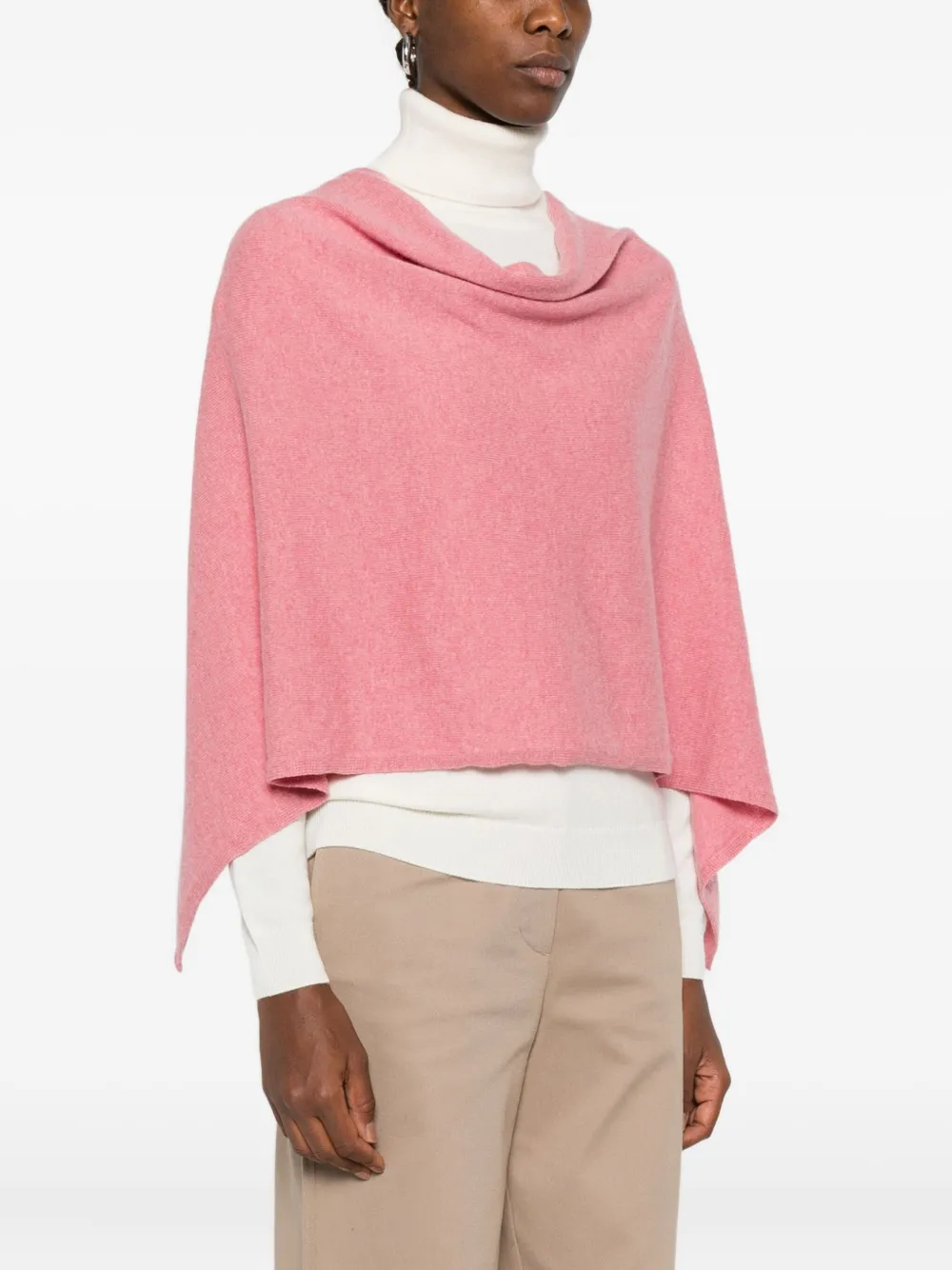 Eric Bompard cowl-neck cashmere poncho Roze