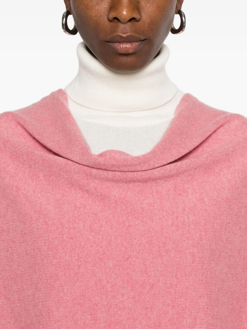 Eric Bompard cowl-neck cashmere poncho Roze