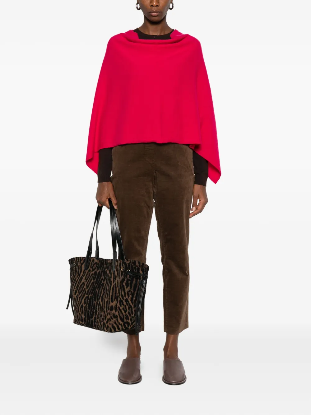 Eric Bompard cowl-neck cashmere poncho Roze