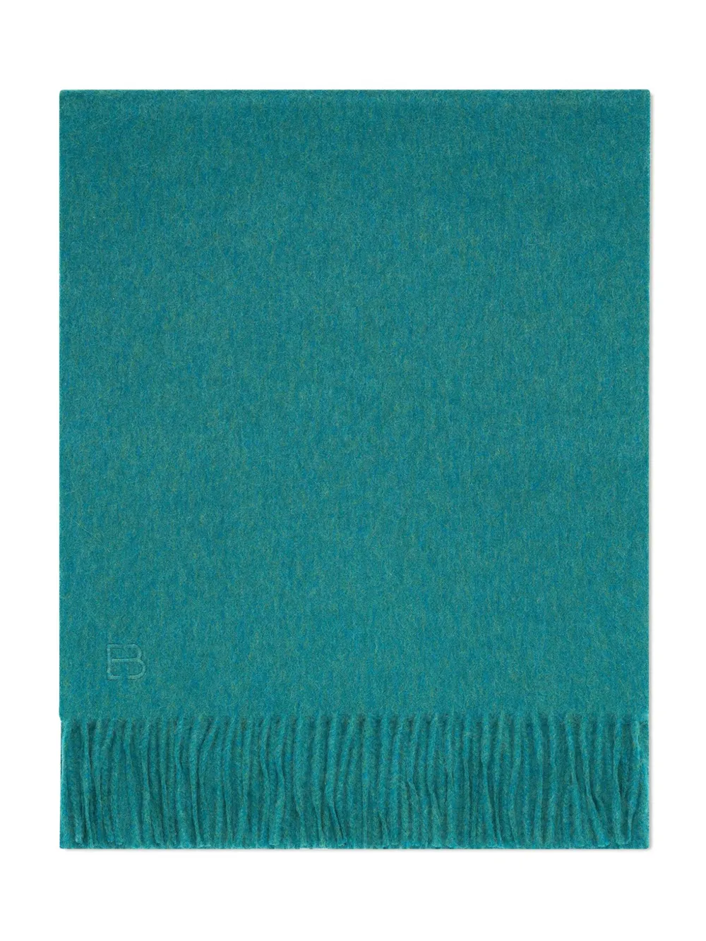 Eric Bompard Monogram Fringed Cashmere Scarf In Green
