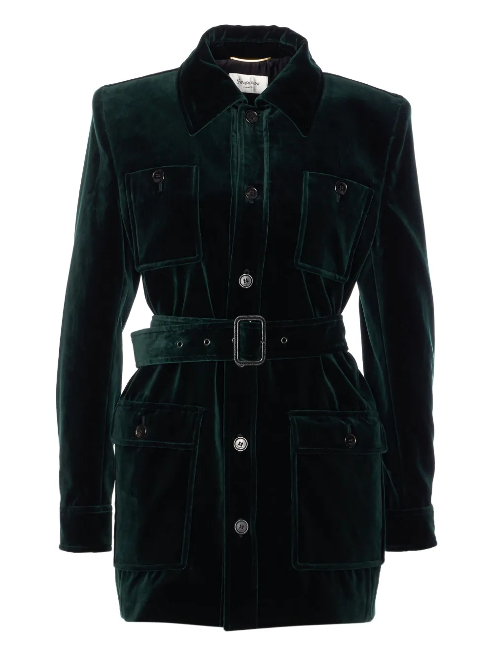 Saint Laurent belted velvet jacket | Green | Image 1