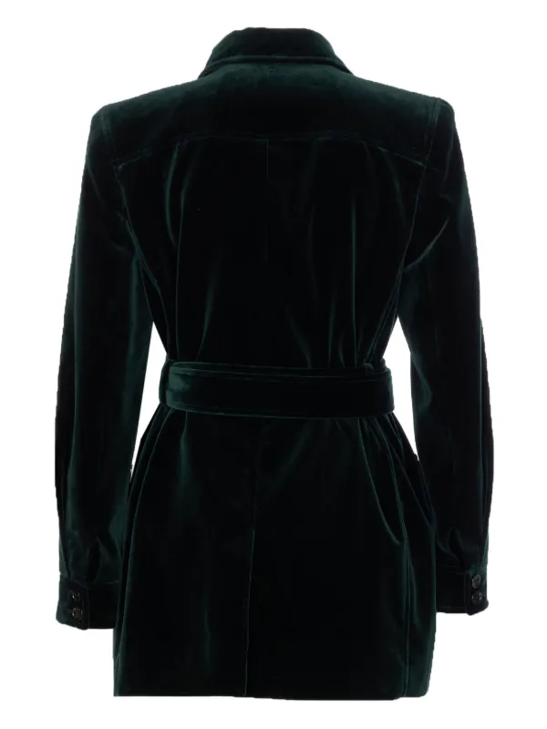 Saint Laurent Belted Velvet Jacket in Green