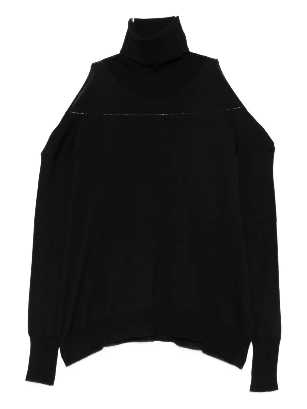 Roberto Collina Cut-out Oversized Turtleneck Sweater Clothing In Black