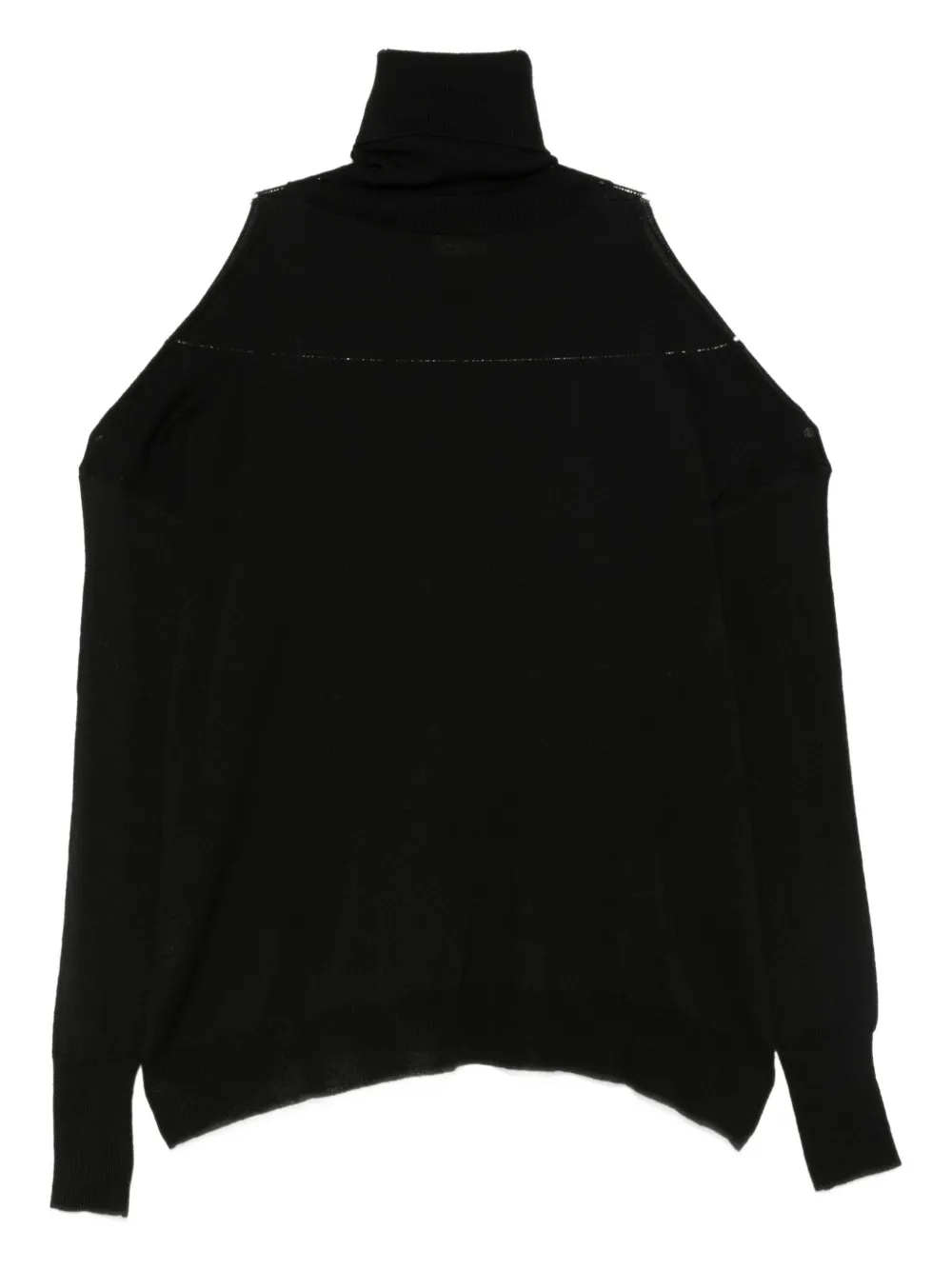 Roberto Collina Cut-out Oversized Turtleneck Sweater Clothing In Black