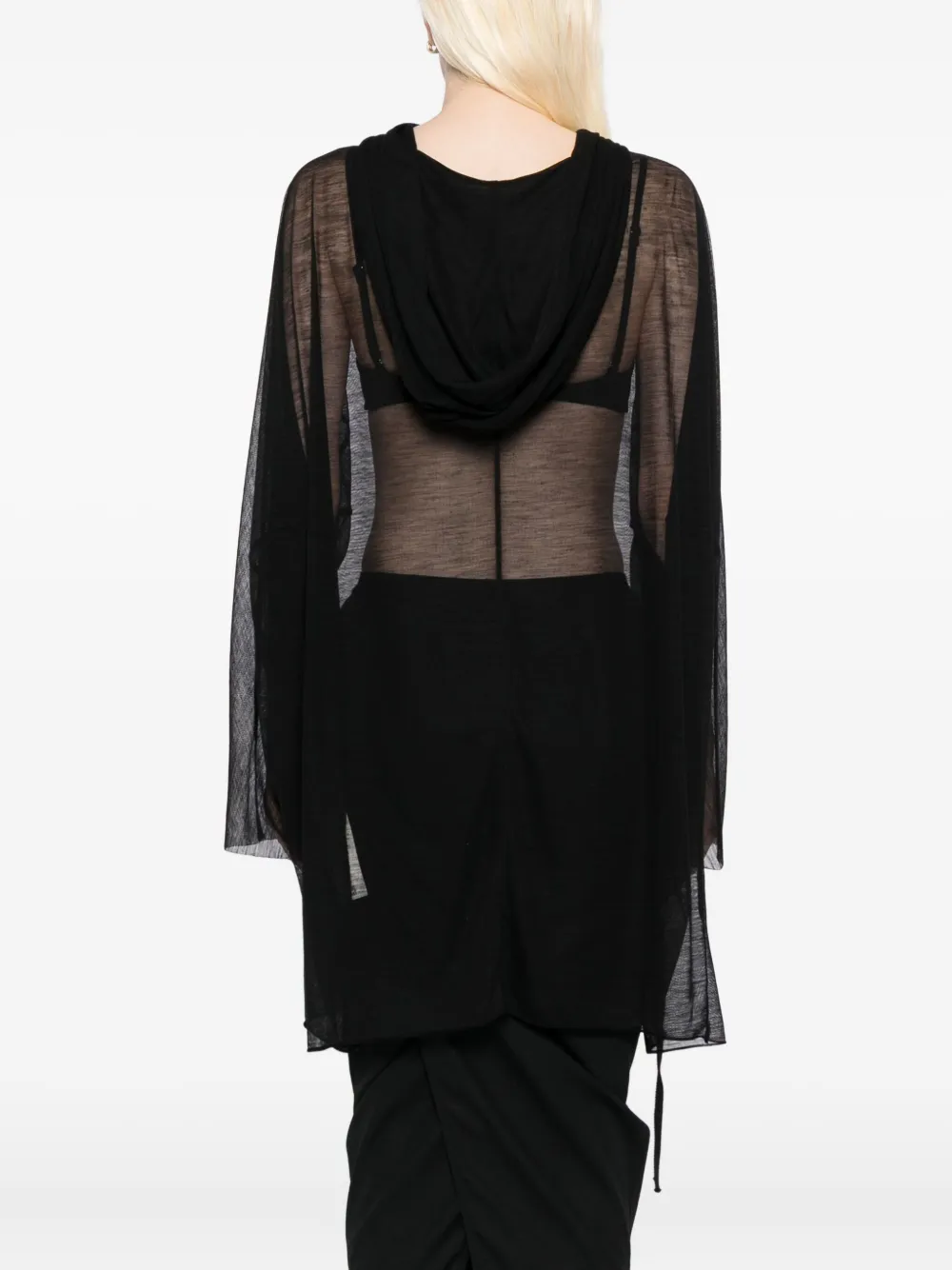 Rick Owens Concordians Hooded Top In Black