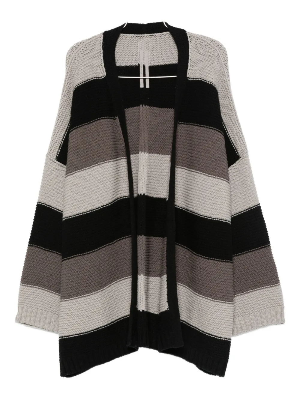 Rick Owens Striped Wool Cardigan In Black