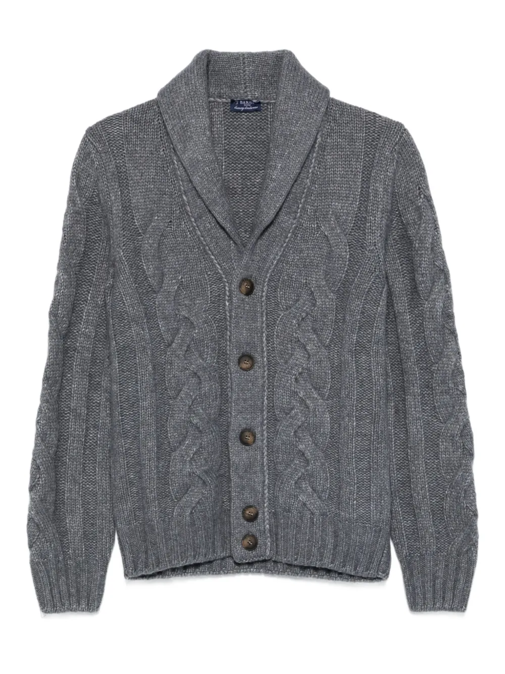 cable-knit shawl-collar cardigan
