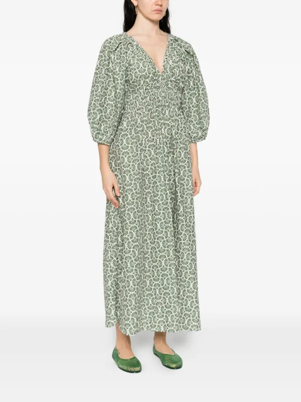 Matteau Smocked floral-print Dress | Green | FARFETCH