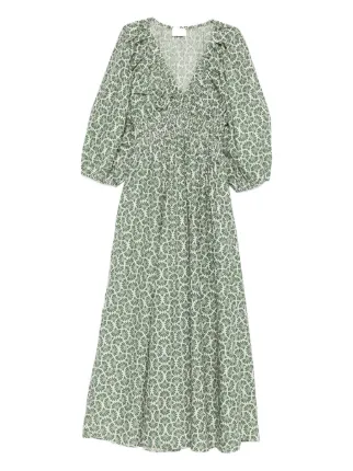 monteau green floral dress Matteau Smocked floral-print Dress | Green