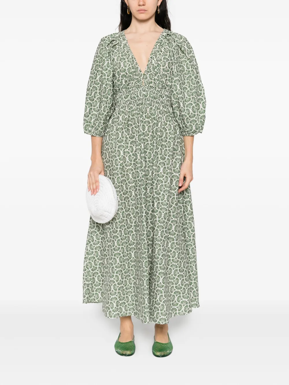 Matteau smocked floral-print dress - Groen