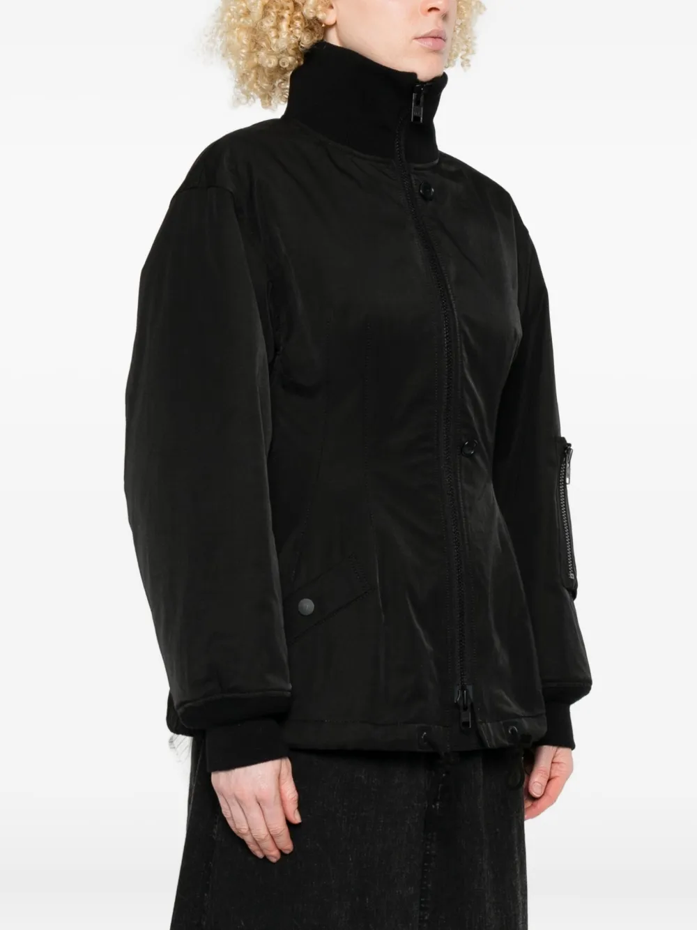 Yohji Yamamoto Jack met rits en zak Zwart