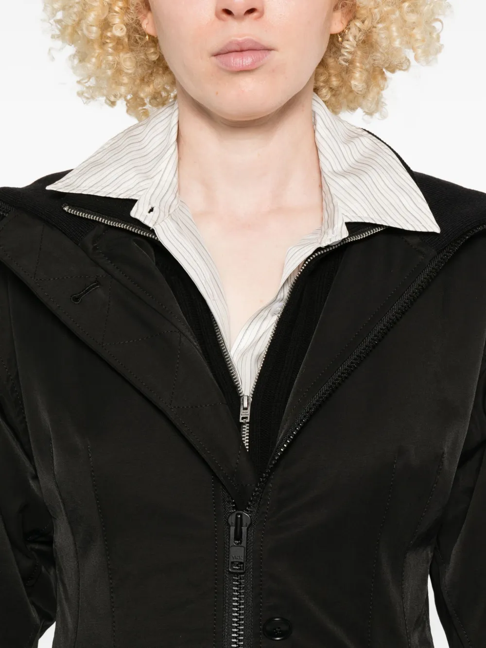 Yohji Yamamoto Jack met rits en zak Zwart