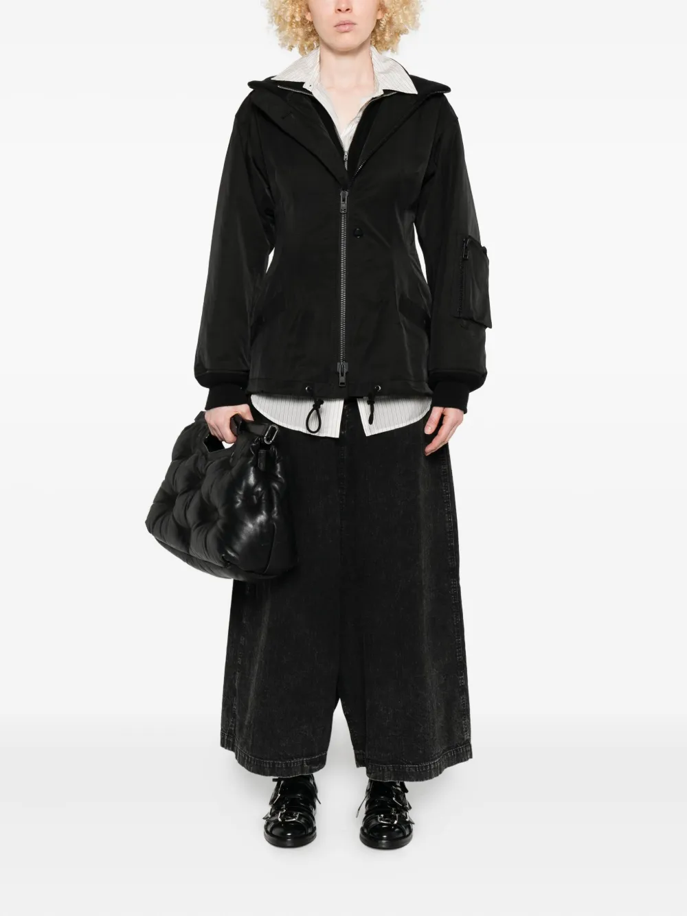 Yohji Yamamoto Jack met rits en zak Zwart