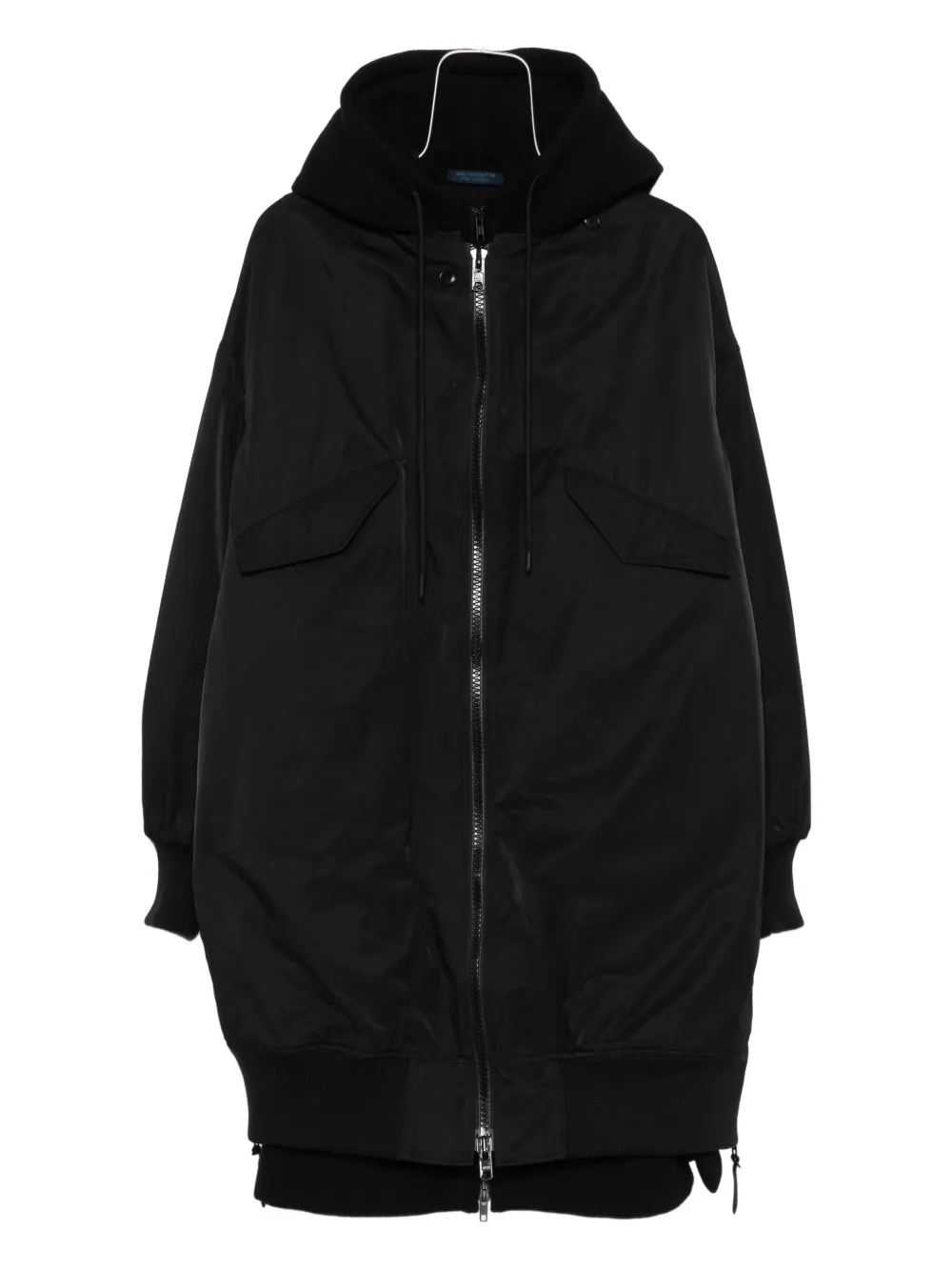 Yohji Yamamoto Hooded Pocket Parka Coat In Black