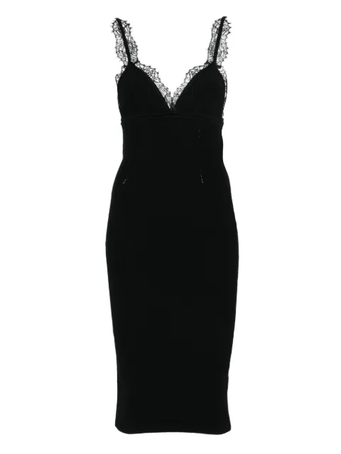 Blumarine lace-trimmed ribbed midi dress