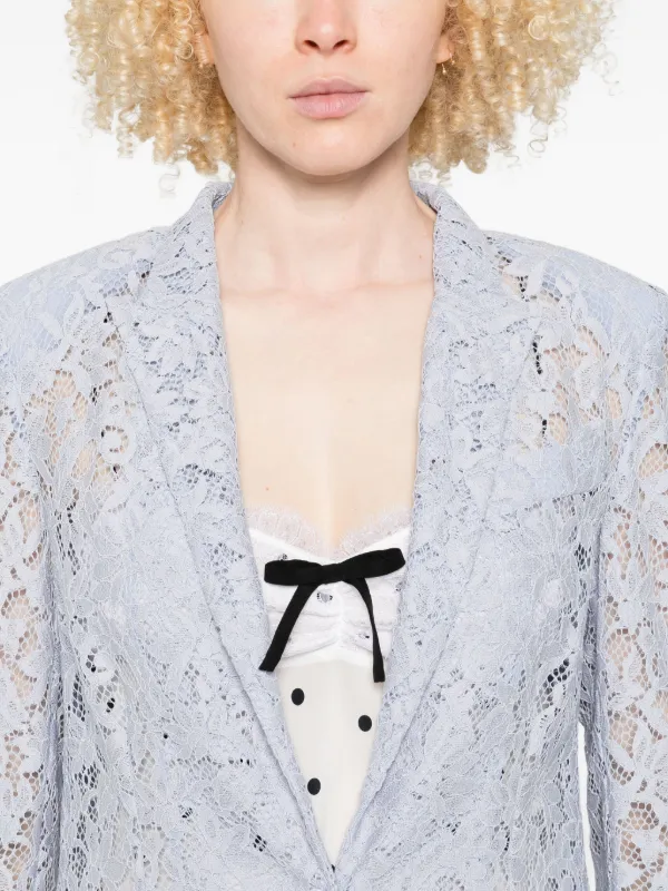 ブルマリン　毛レースジャケット Blumarine レース シングルジャケット | ブルー | FARFETCH JP