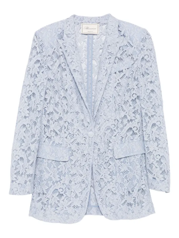 ブルマリン　毛レースジャケット Blumarine レース シングルジャケット | ブルー | FARFETCH JP