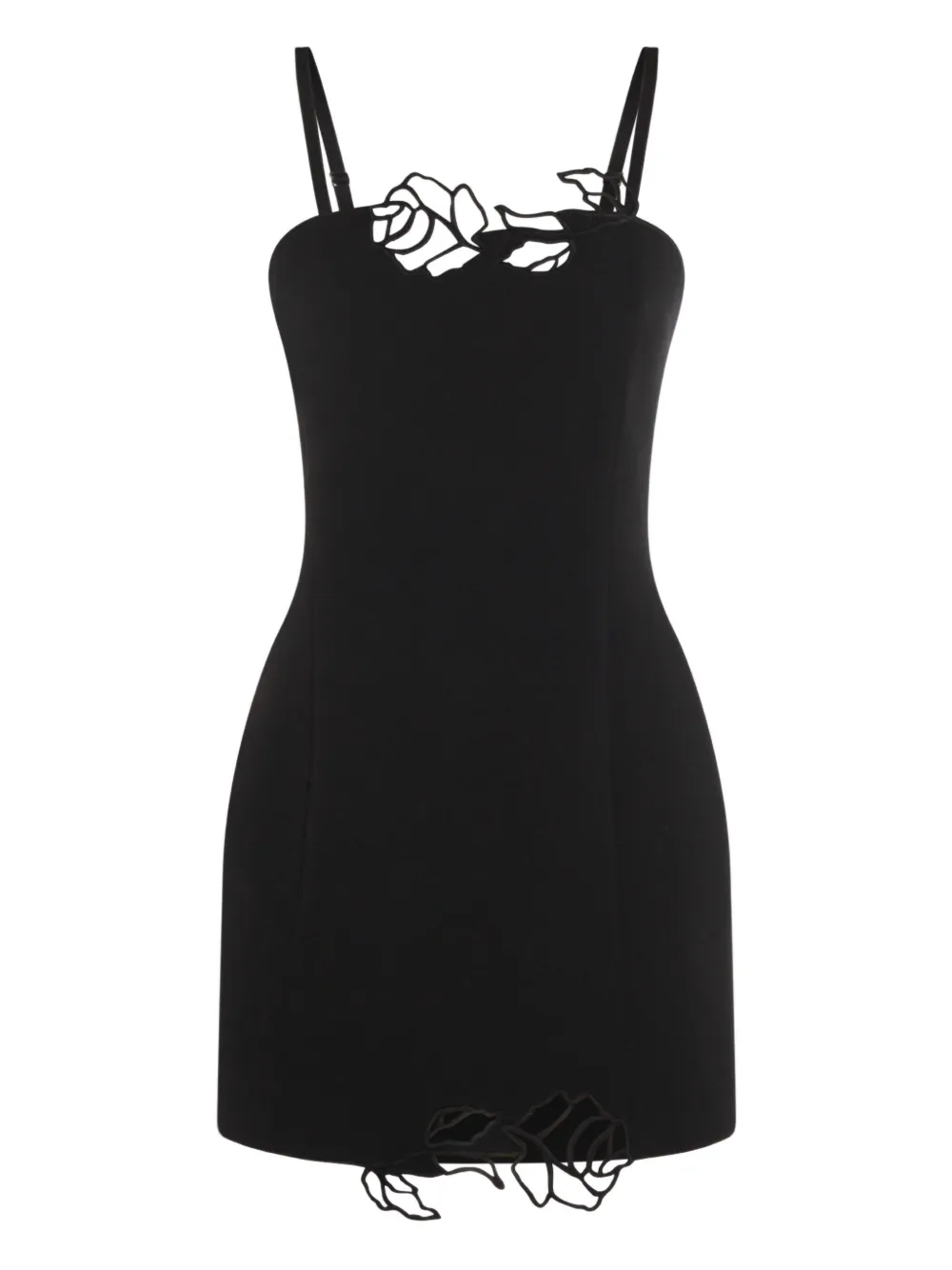 Blumarine rose-embellished mini dress - Nero