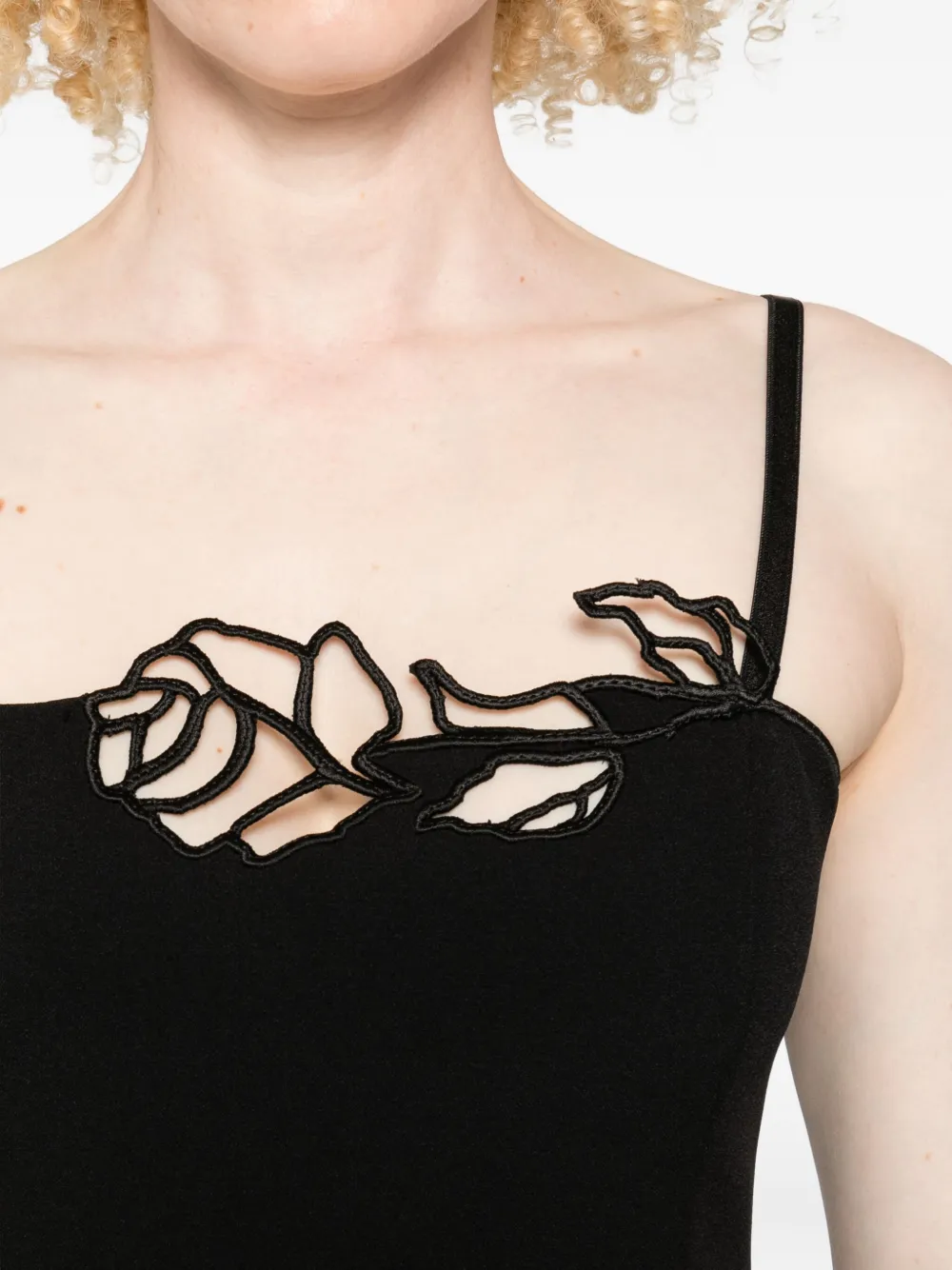 Blumarine Mini-jurk verfraaid met rozen Zwart