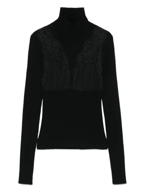Blumarine lace-insert turtleneck sweater