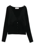Blumarine lace-trimmed ribbed cardigan - Black