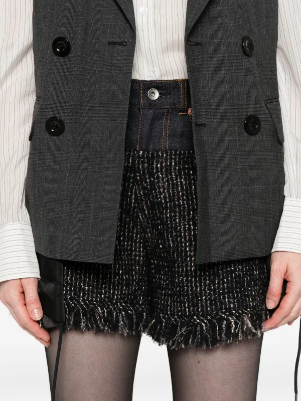 sacai フリンジ　デニムショートパンツ Sacai フリンジ デニムショーツ | ブルー | FARFETCH JP