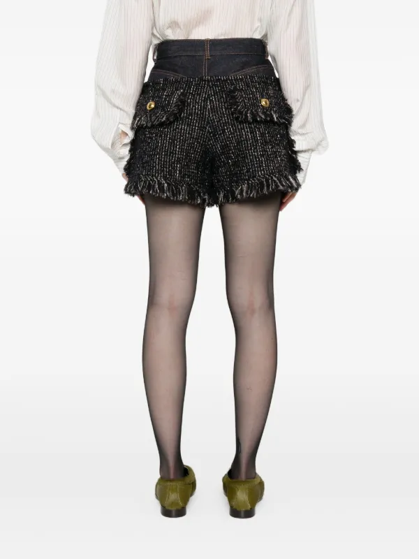 sacai フリンジ　デニムショートパンツ Sacai フリンジ デニムショーツ | ブルー | FARFETCH JP