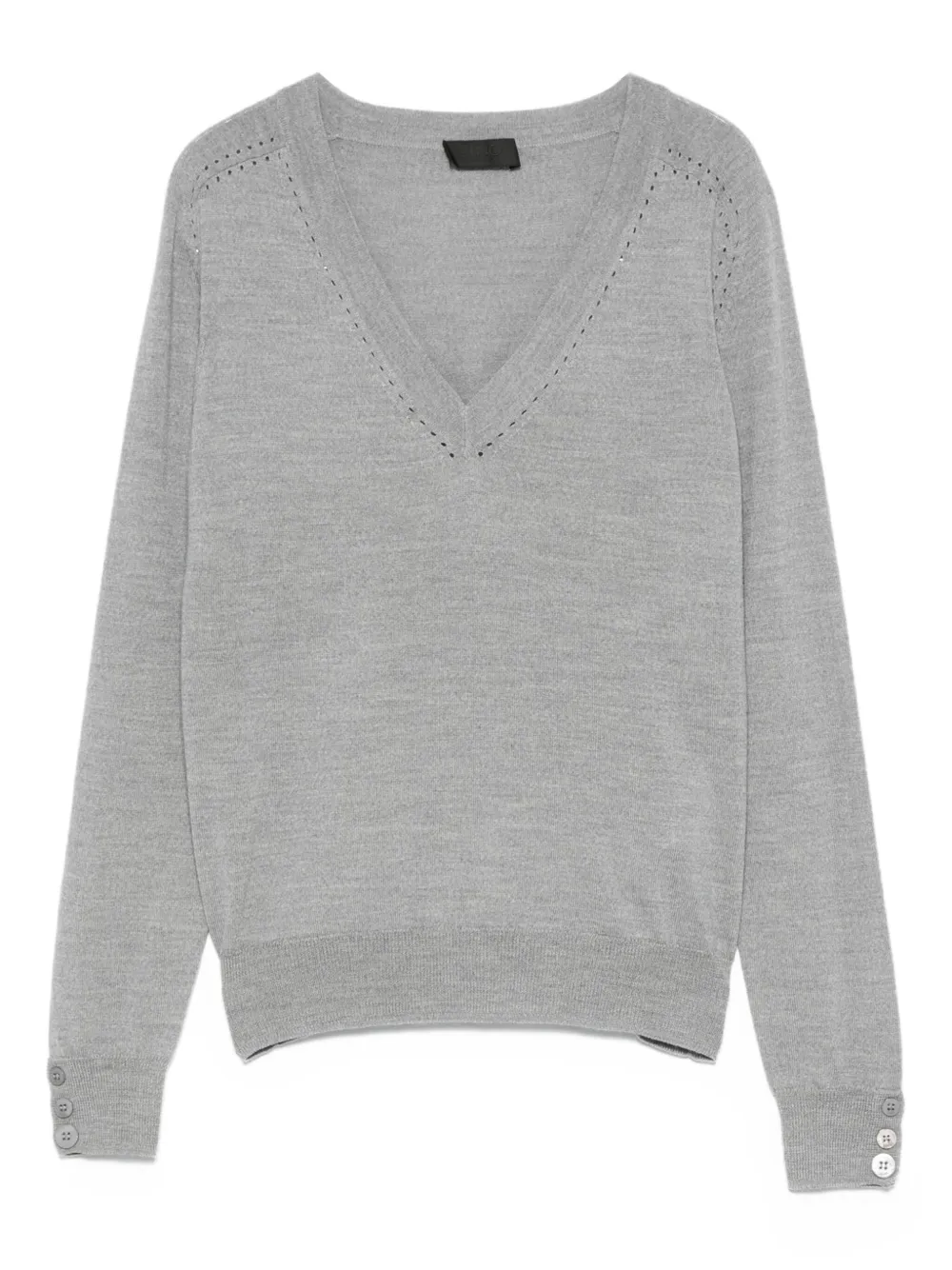 button-cuff V-neck top