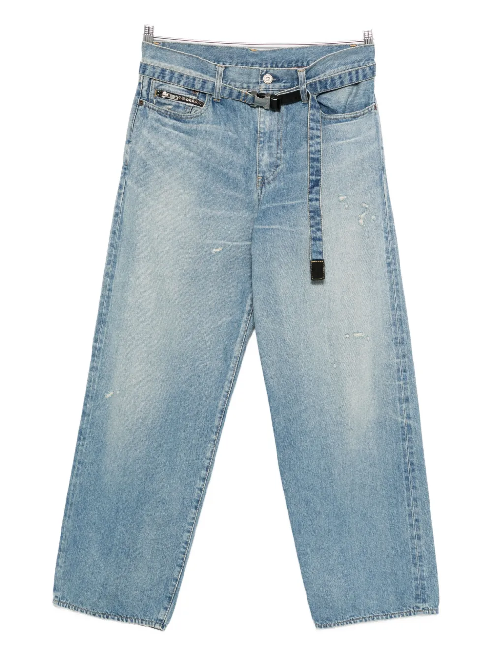 sacai belted-waist jeans - Blu