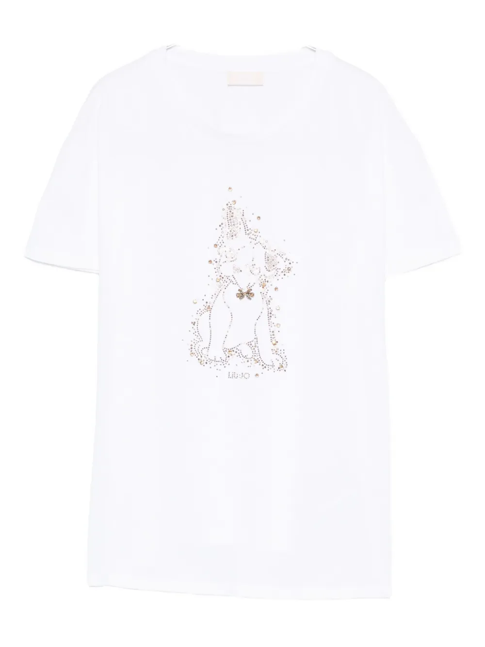 Liu •jo Crewneck Graphic Embellishment Top In White