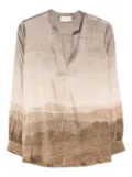 Pierre-Louis Mascia Adastrgum landscape-print silk top - Brown