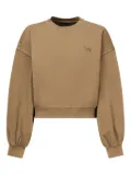 PINKO embroidered balloon-sleeve sweatshirt - Brown