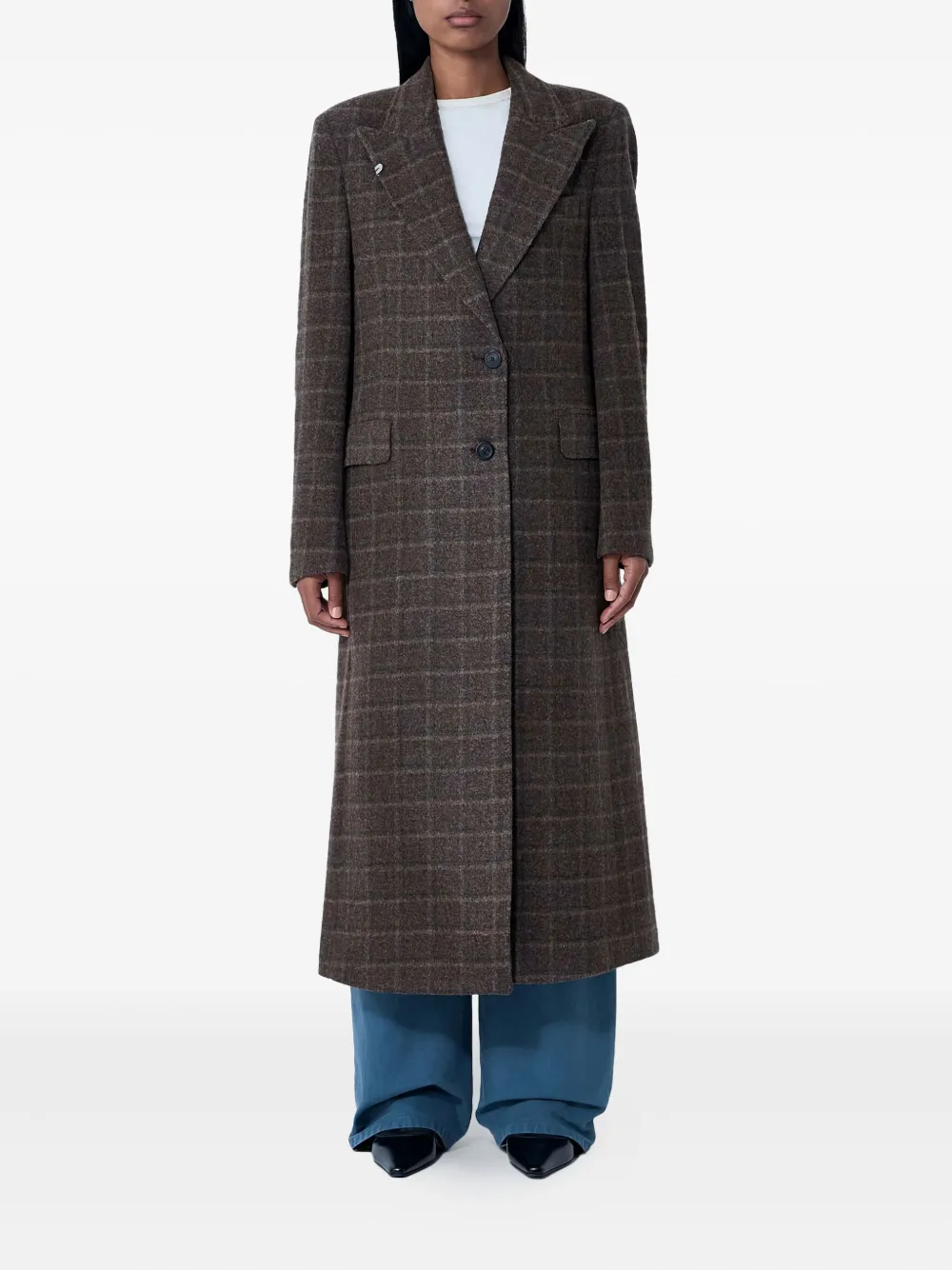OUR LEGACY Manta checked single-breasted coat Bruin