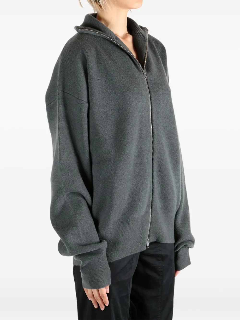 extreme cashmere n°319 high-neck zip-up cardigan Grijs