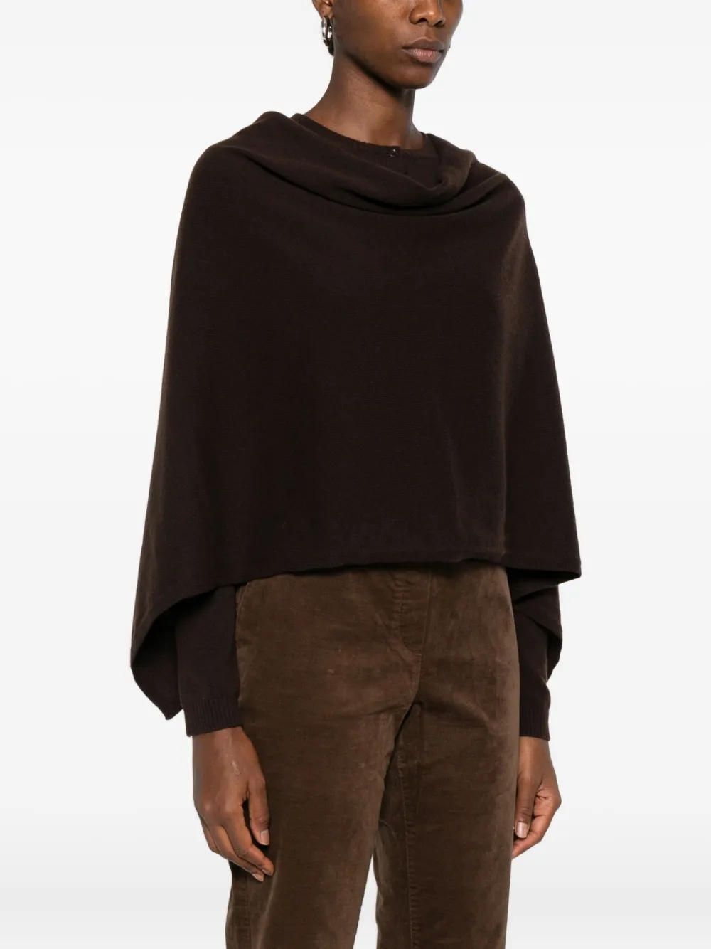 Eric Bompard cowl-neck cashmere poncho Bruin