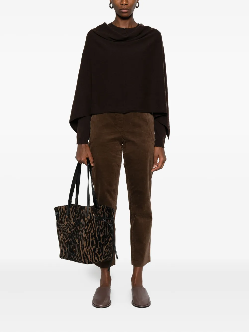 Eric Bompard cowl-neck cashmere poncho Bruin