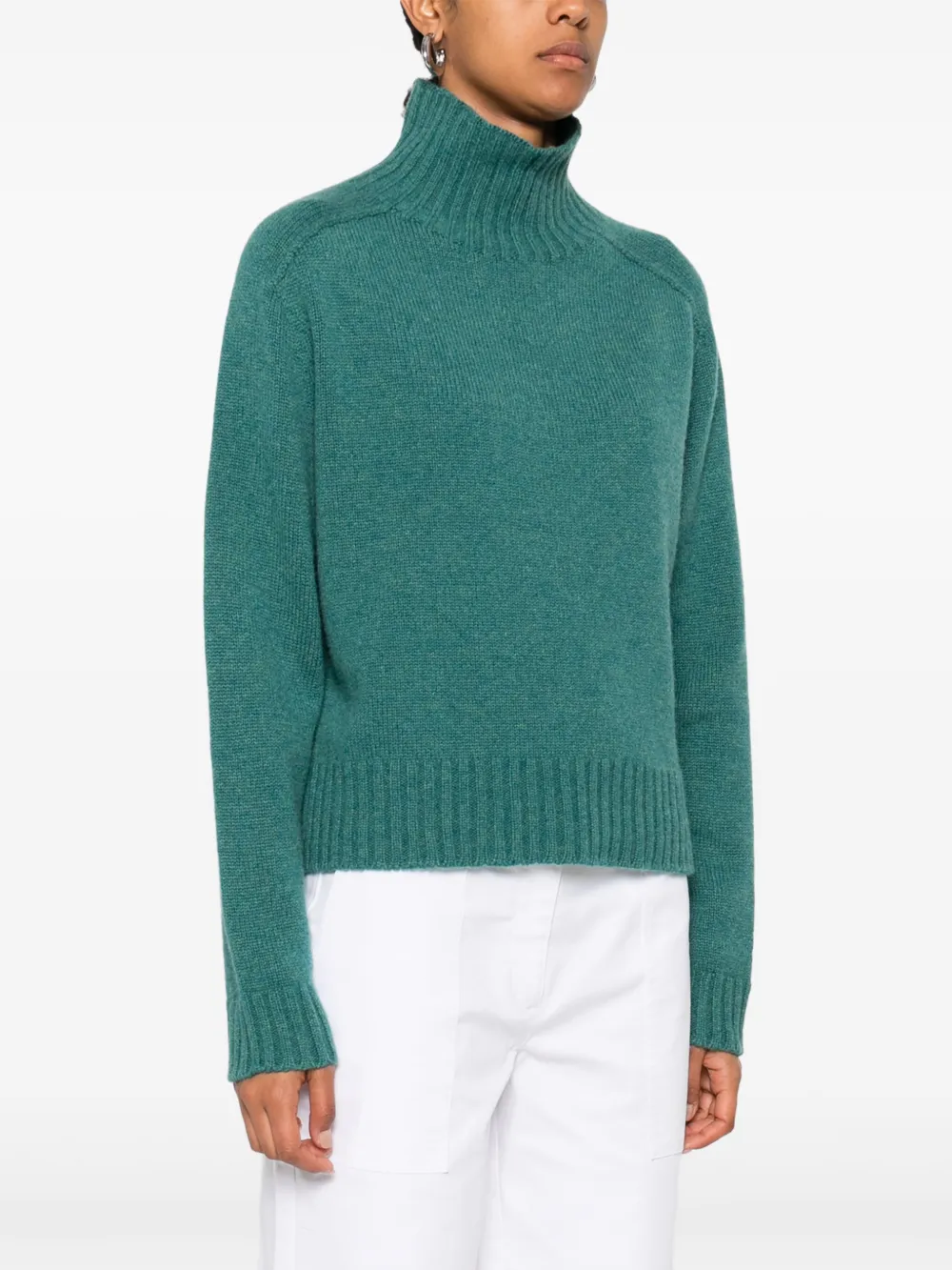 Eric Bompard Turtleneck Seamless Jumper In Green