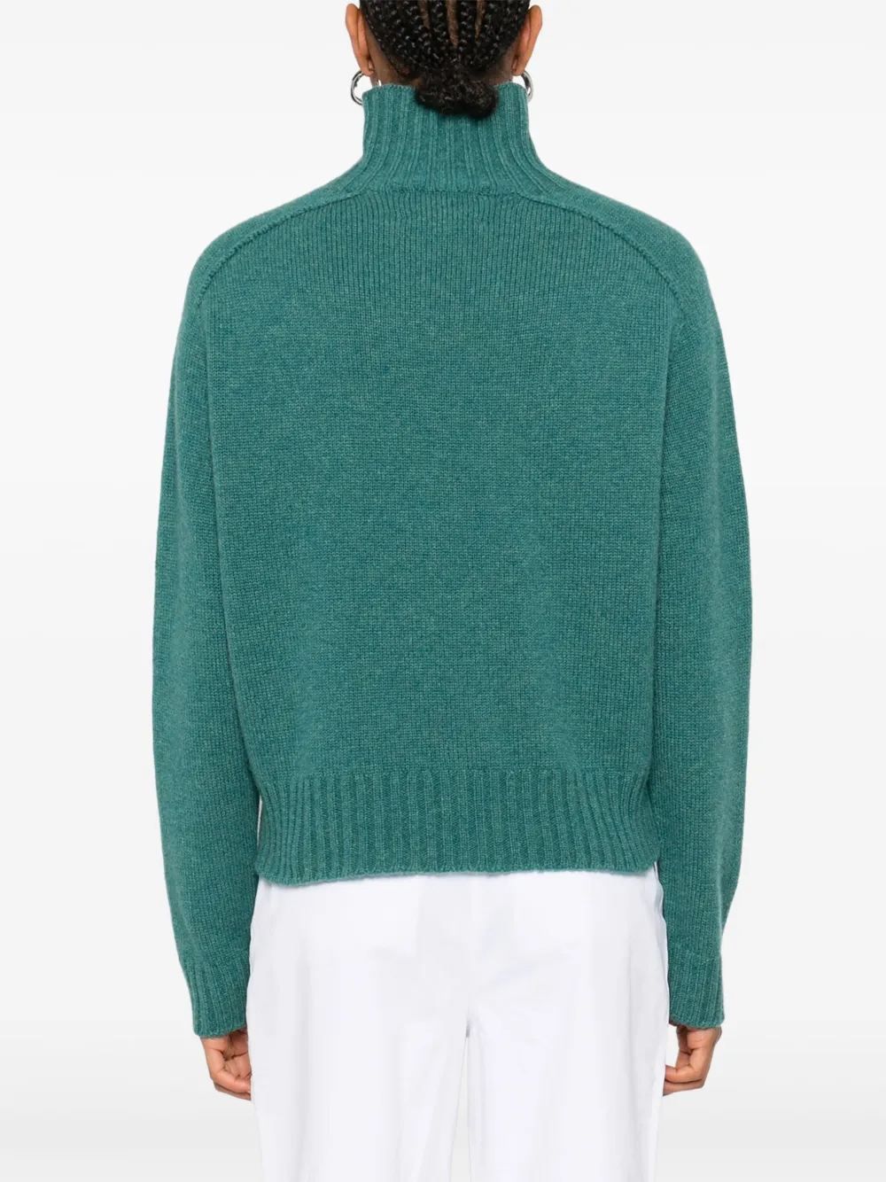 Eric Bompard Turtleneck Seamless Jumper In Green